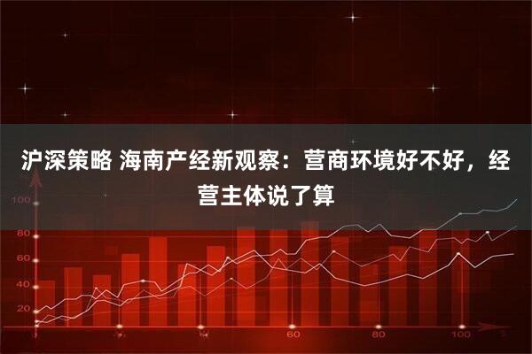 沪深策略 海南产经新观察：营商环境好不好，经营主体说了算