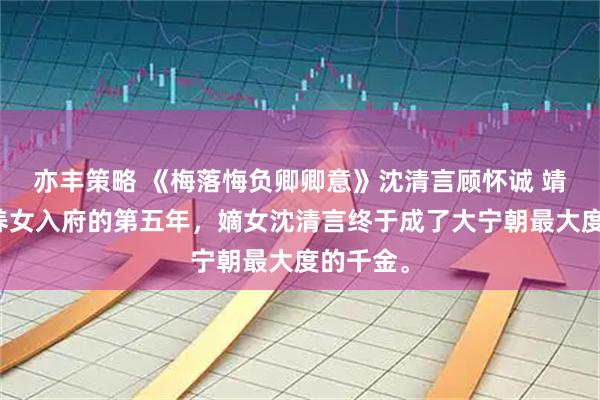 亦丰策略 《梅落悔负卿卿意》沈清言顾怀诚 靖安侯府养女入府的第五年，嫡女沈清言终于成了大宁朝最大度的千金。